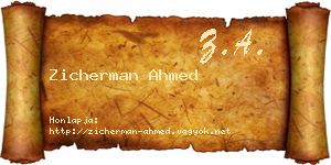 Zicherman Ahmed névjegykártya